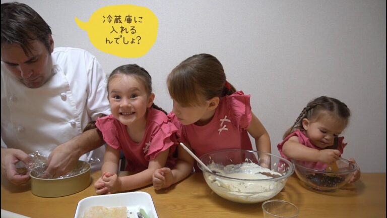 混ぜるだけ！簡単レアチーズケーキを作ろう！バイリンガル姉妹